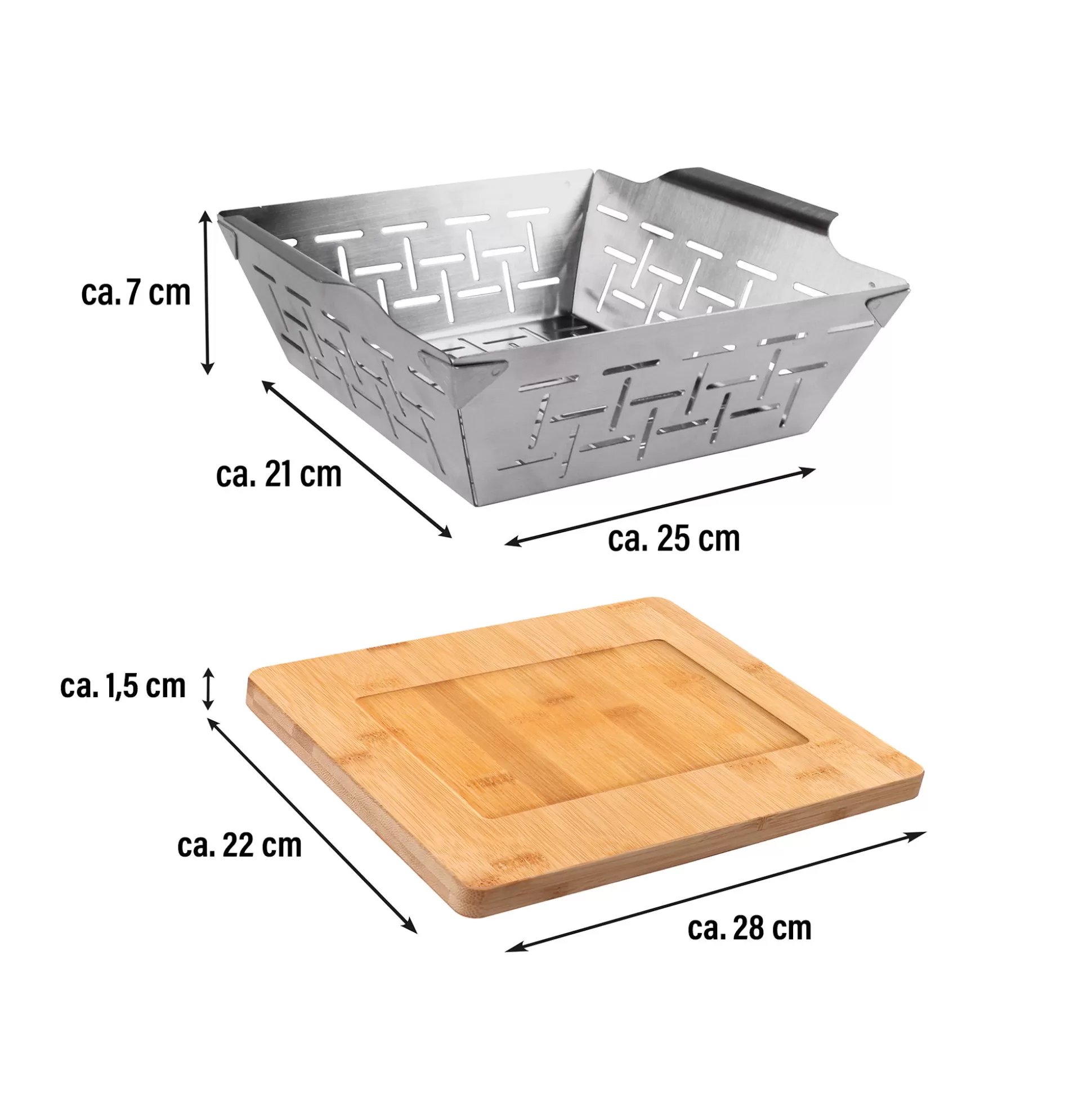 Griddle Pans And Grill Baskets | STONELINE BBQ Grill Basket with Board | Stainless Steel