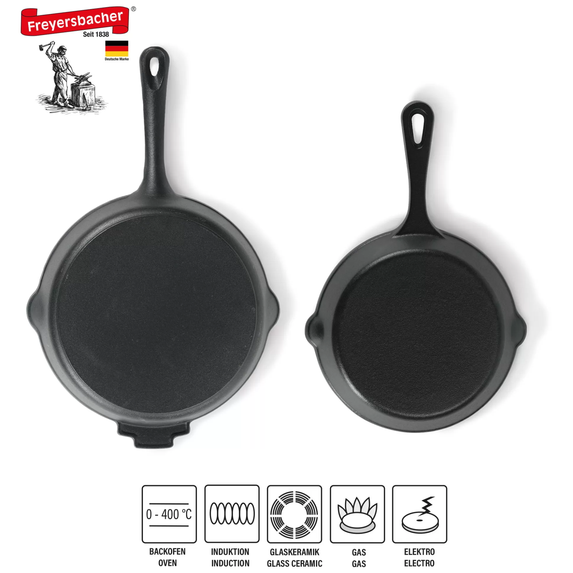 Pan Sets | STONELINE Cast Iron Skillet Set of 2 20/28, Enameled Frying Pan