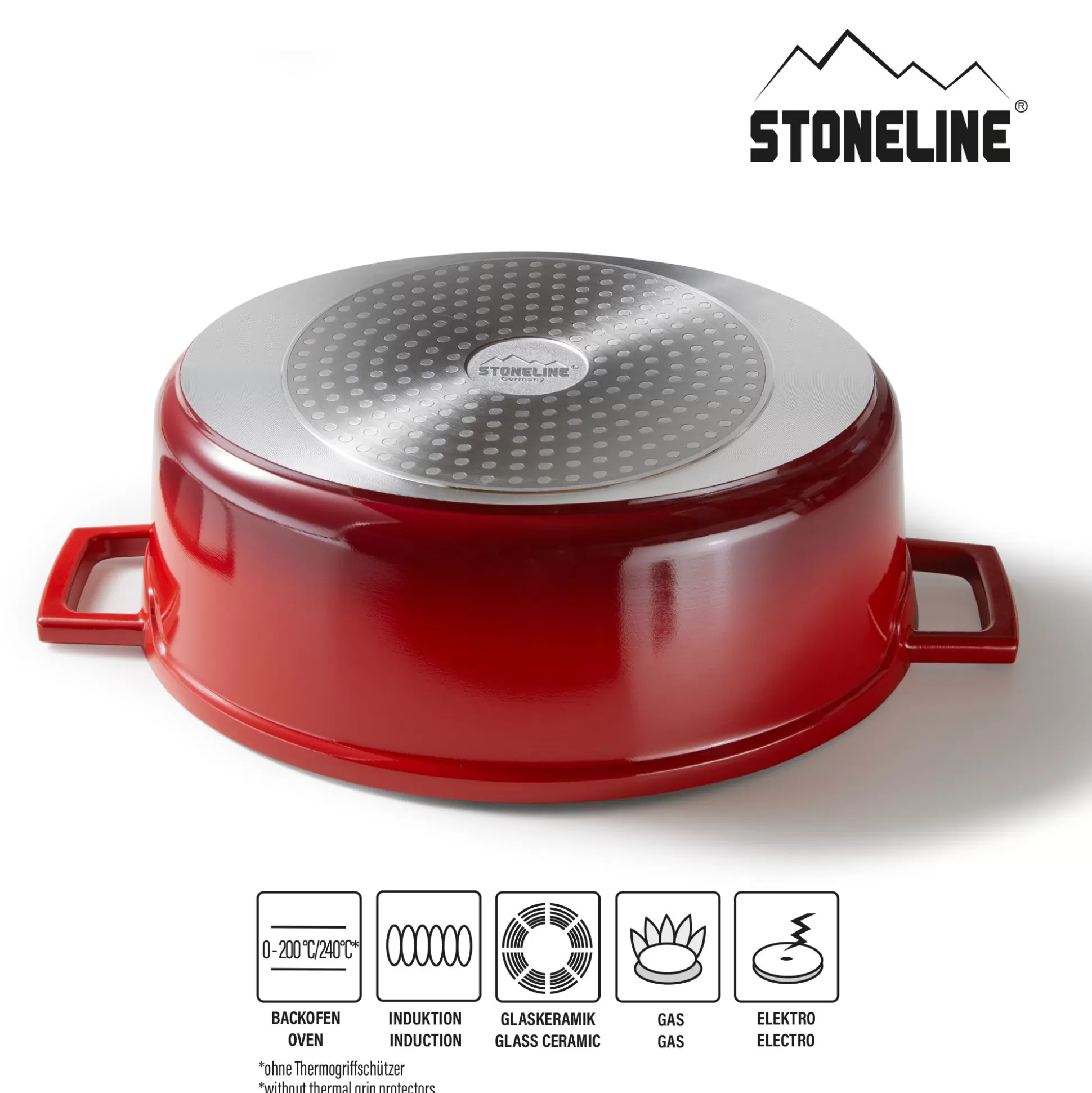 Roasters | STONELINE Cocotte Roaster Casserole Dish Oval 32x25 cm Cherry Red | with Lid