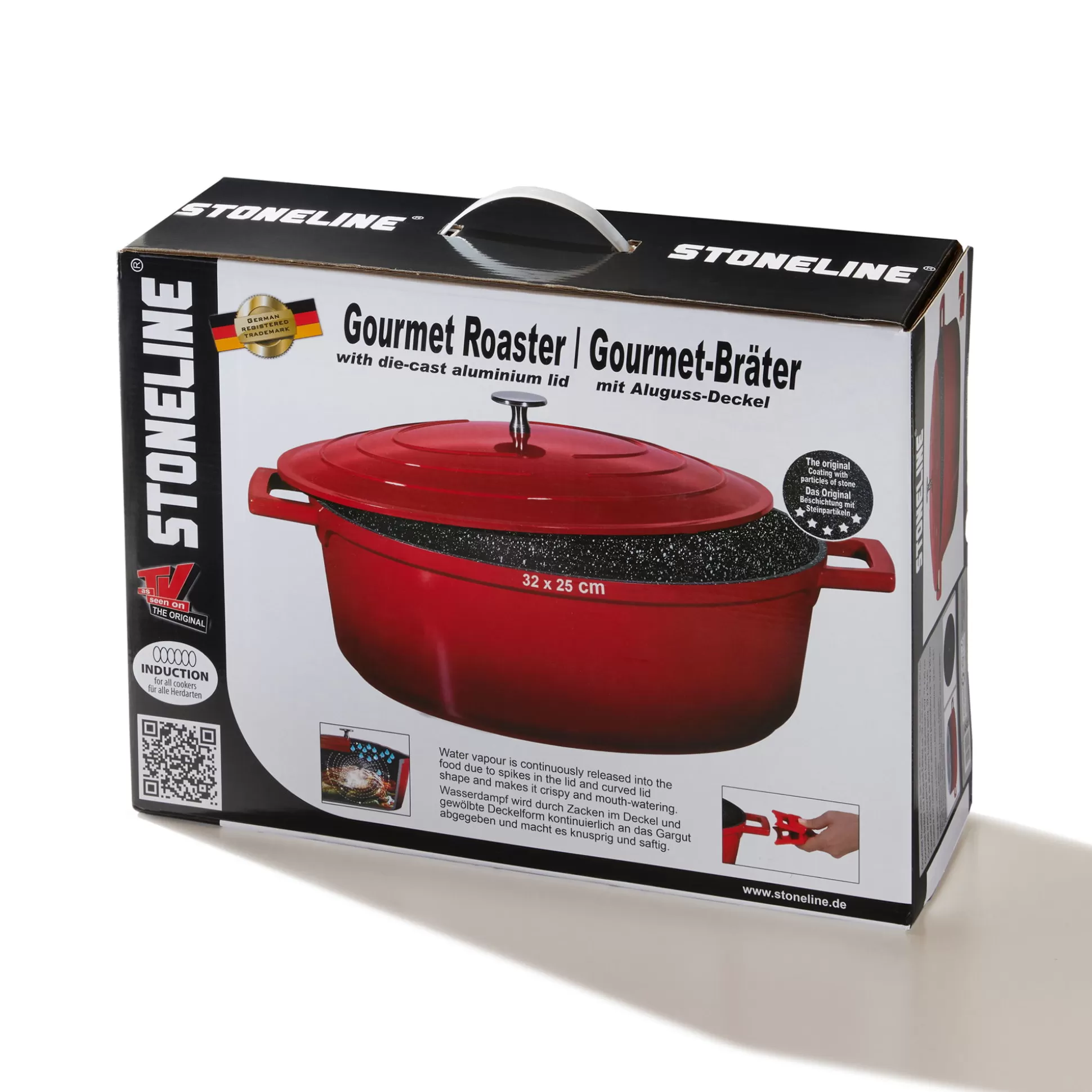 Roasters | STONELINE Cocotte Roaster Casserole Dish Oval 32x25 cm Cherry Red | with Lid