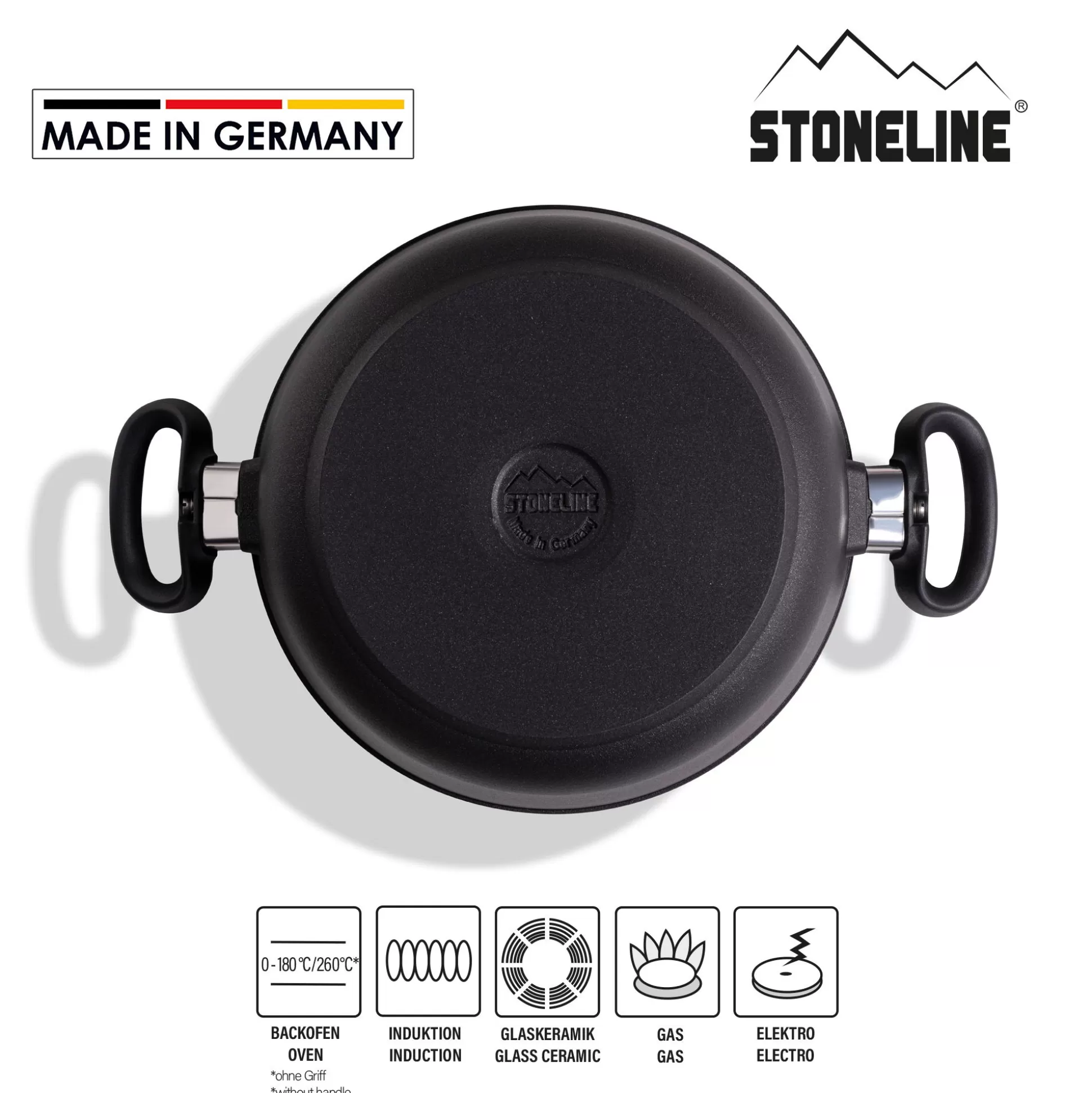 Braising Pots | STONELINE Cooking Pot 24 cm | with Glass Lid - Black