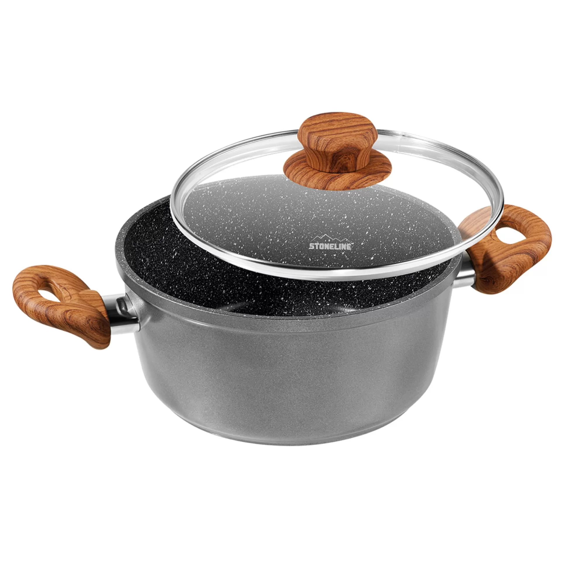 Braising Pots | Roasting Pots | STONELINE Cooking Pot 24 cm | with Lid - Wood Design