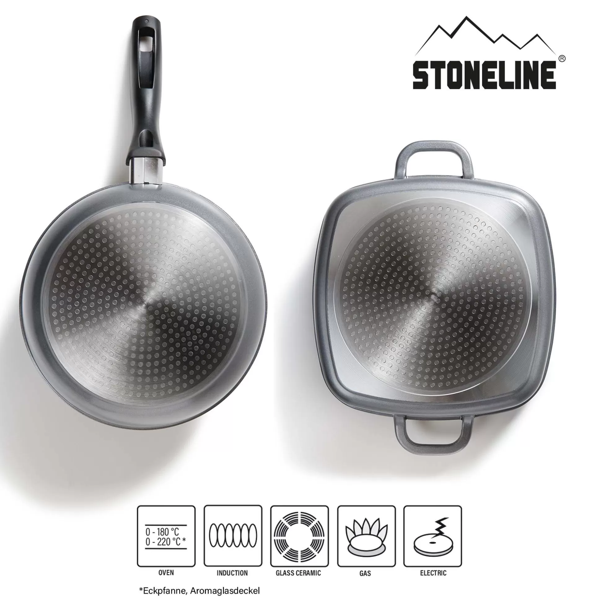 Cookware Sets | STONELINE Cookware Set of 13 18/20/24/28/32 | with Lids - Black