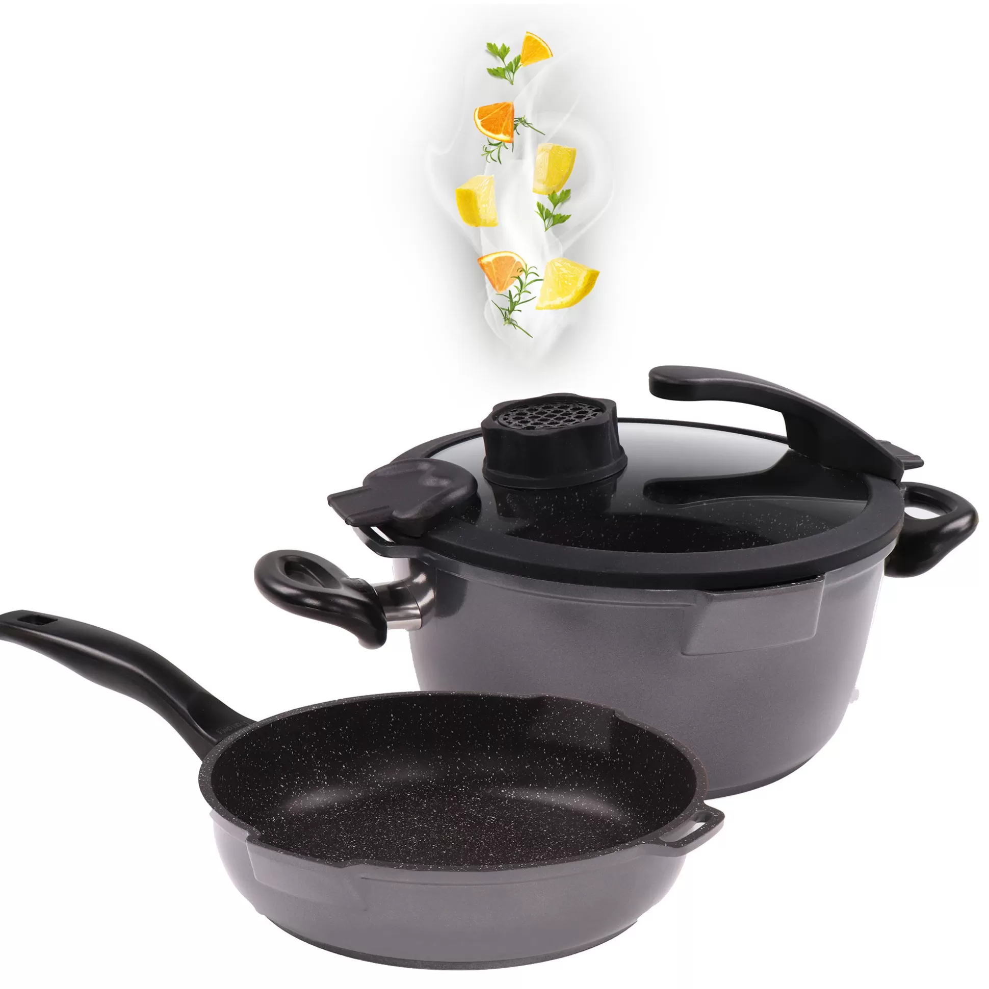 Cookware Sets | STONELINE Cookware Set of 4 24 cm | with Lid - Black