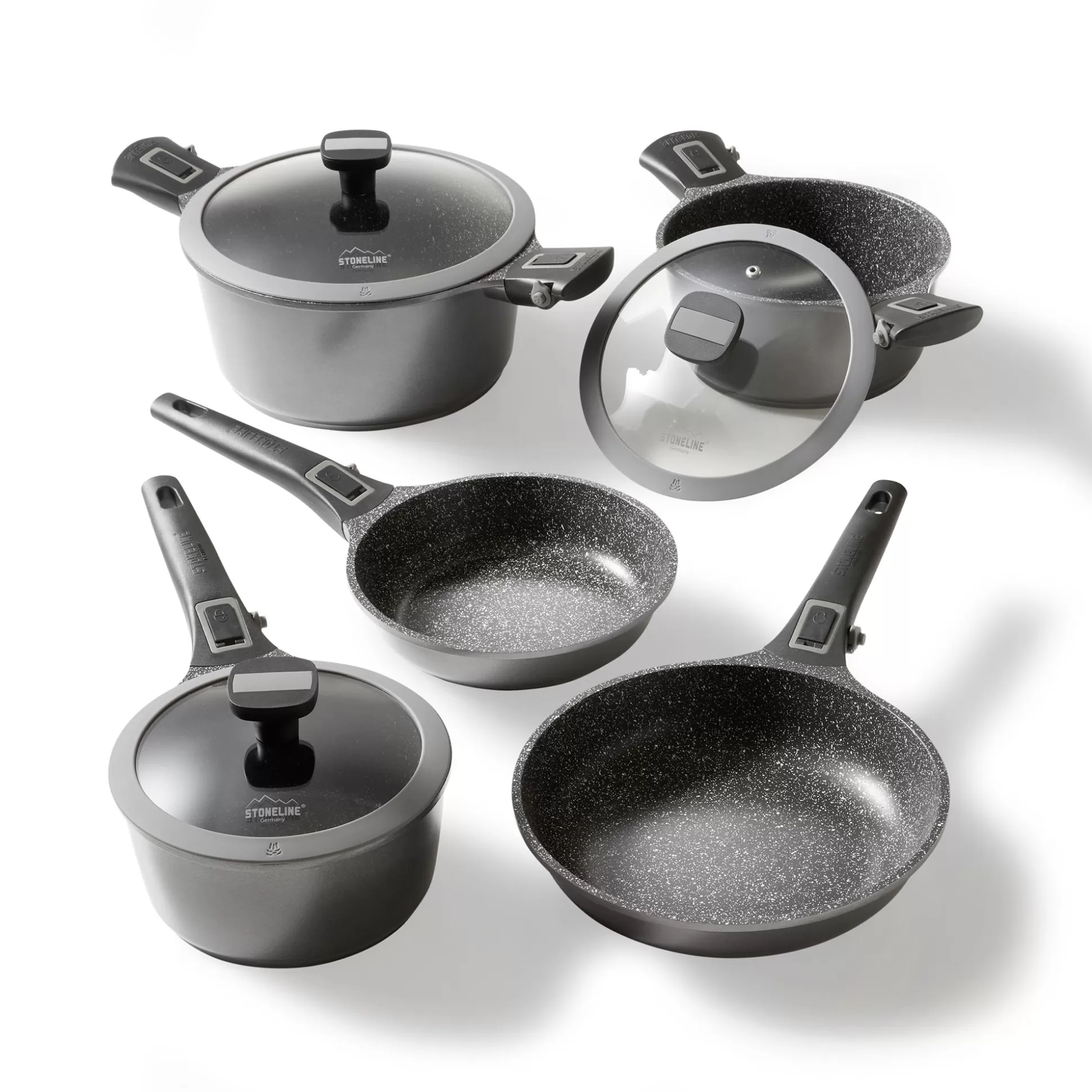 Cookware Sets | STONELINE Cookware Set of 8 18/20/24 Removable Handle | with Lids