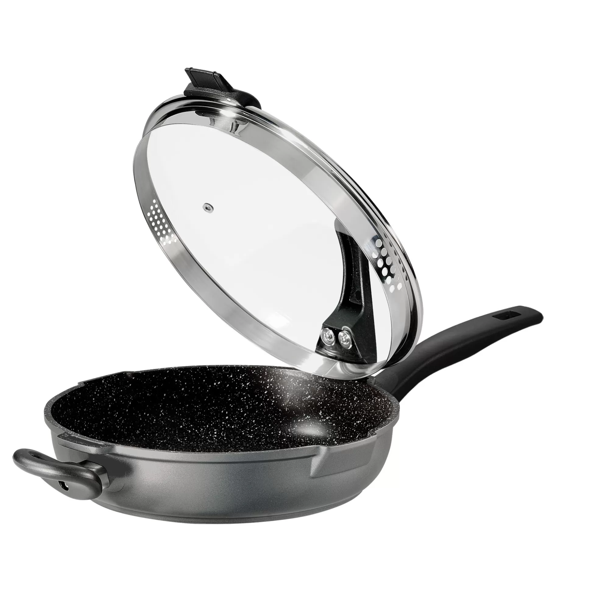 Braising Pans | STONELINE Deep Frying Pan 28 cm | with Lid - Black