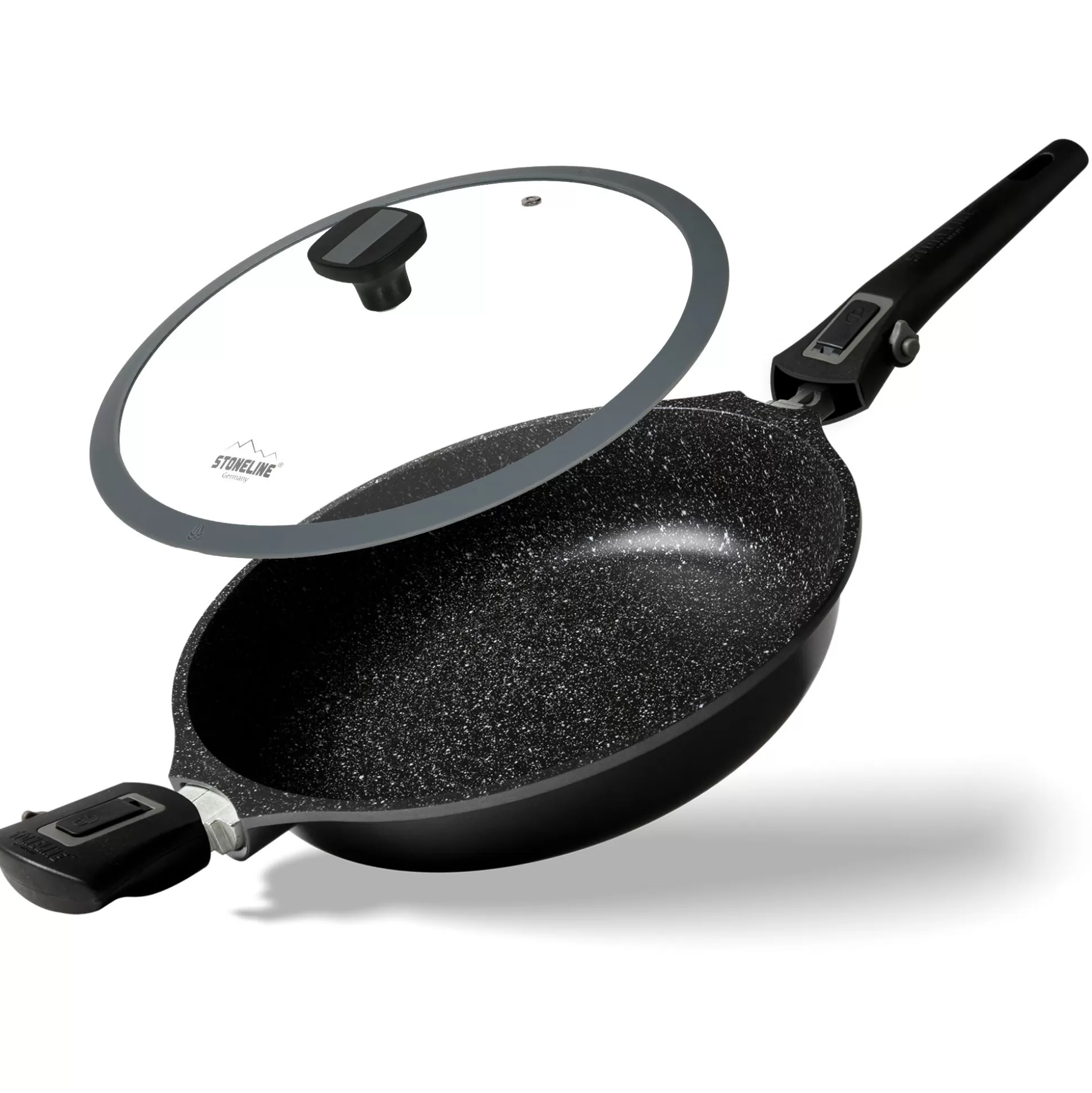 Braising Pans | STONELINE Deep Frying Pan 28 cm Removable Handle | with Lid