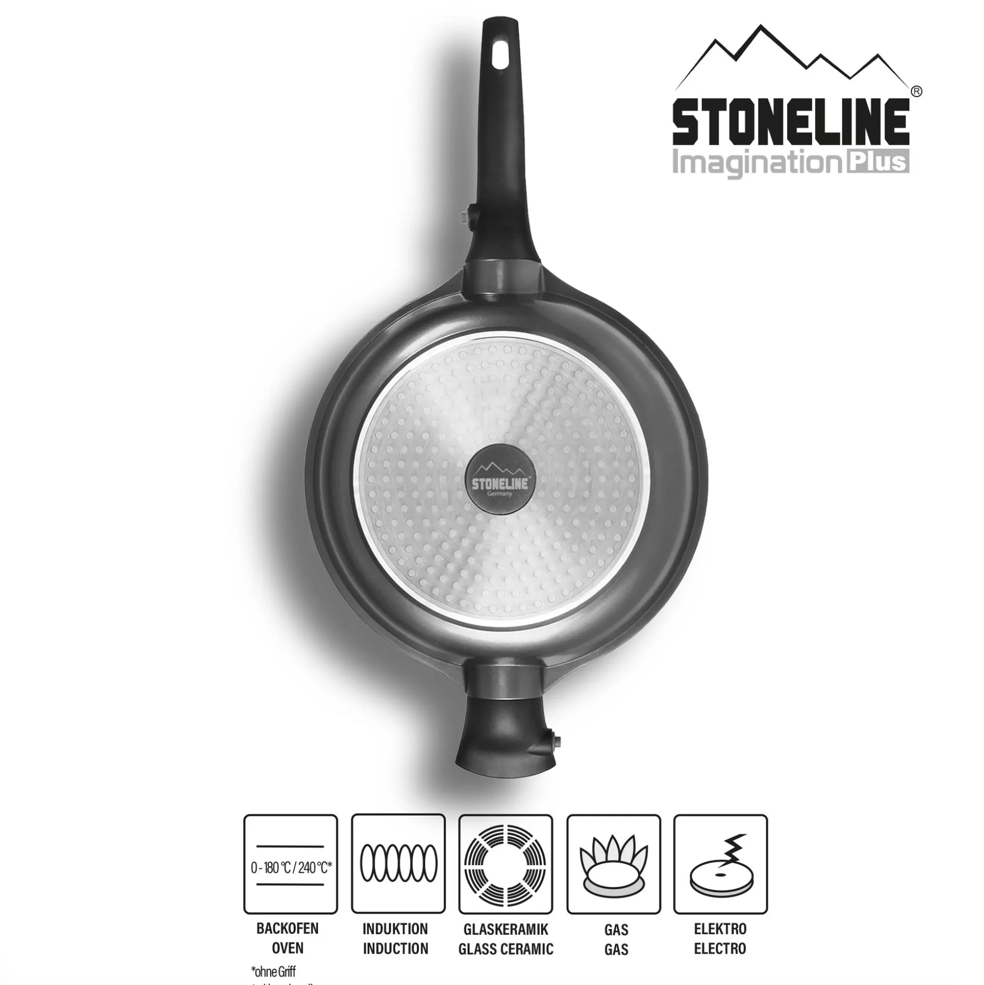 Braising Pans | STONELINE Deep Frying Pan 28 cm Removable Handle | with Lid