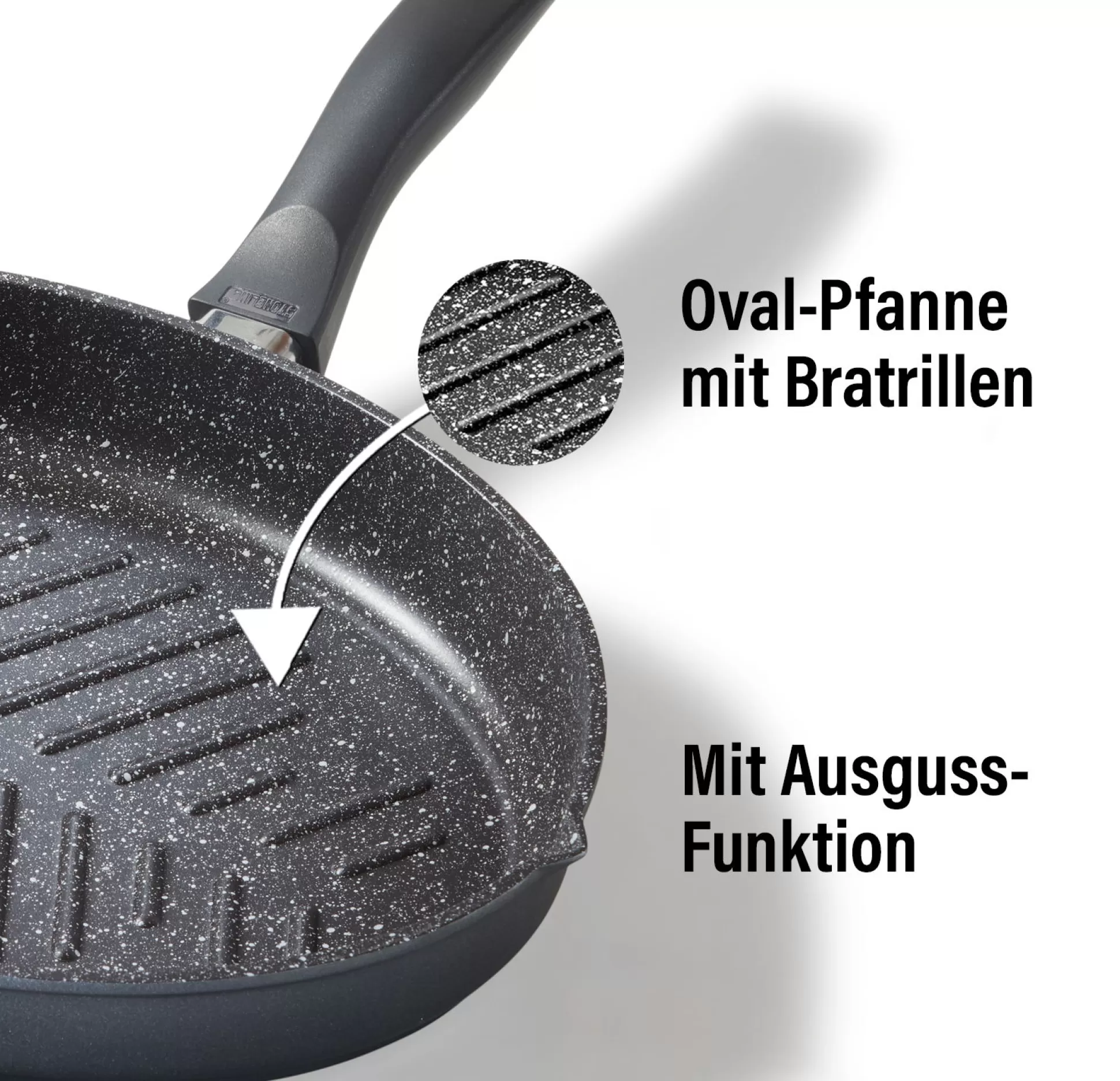 Fish Pan | STONELINE Fish Pan Cutlet Pan Oval 35x24 cm | with Lid - Black
