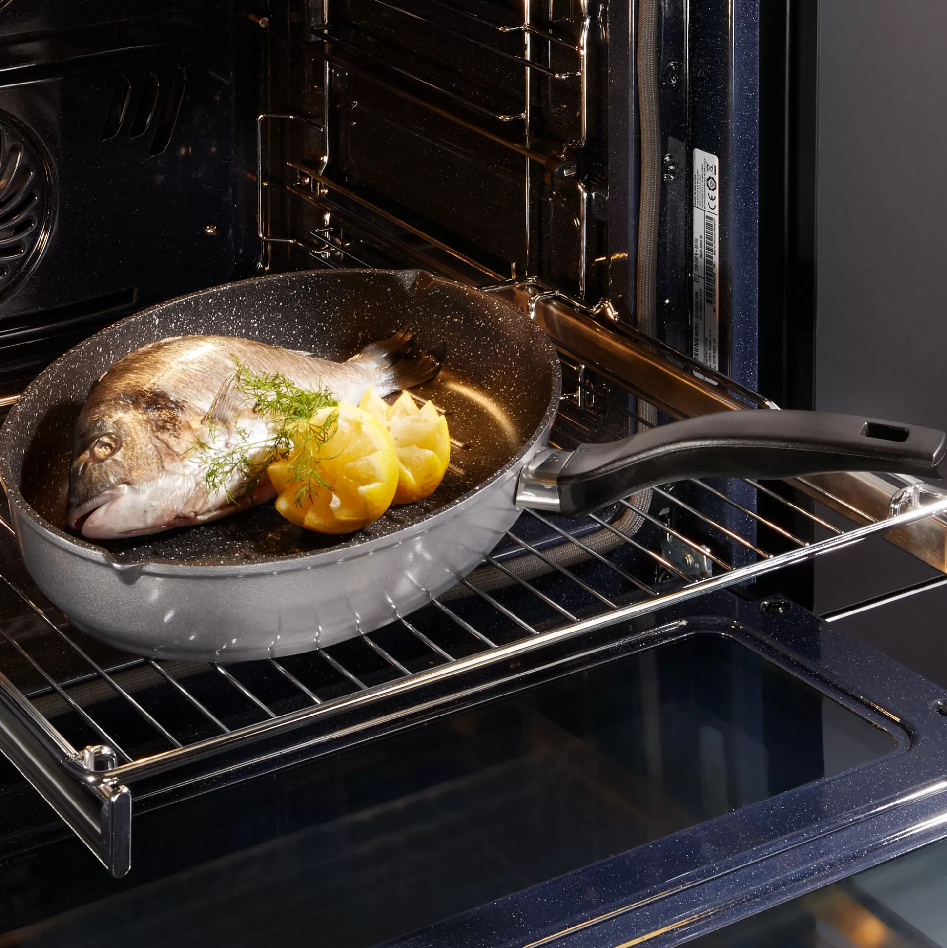 Fish Pan | STONELINE Fish Pan Cutlet Pan Oval 35x24 cm | with Lid - Black