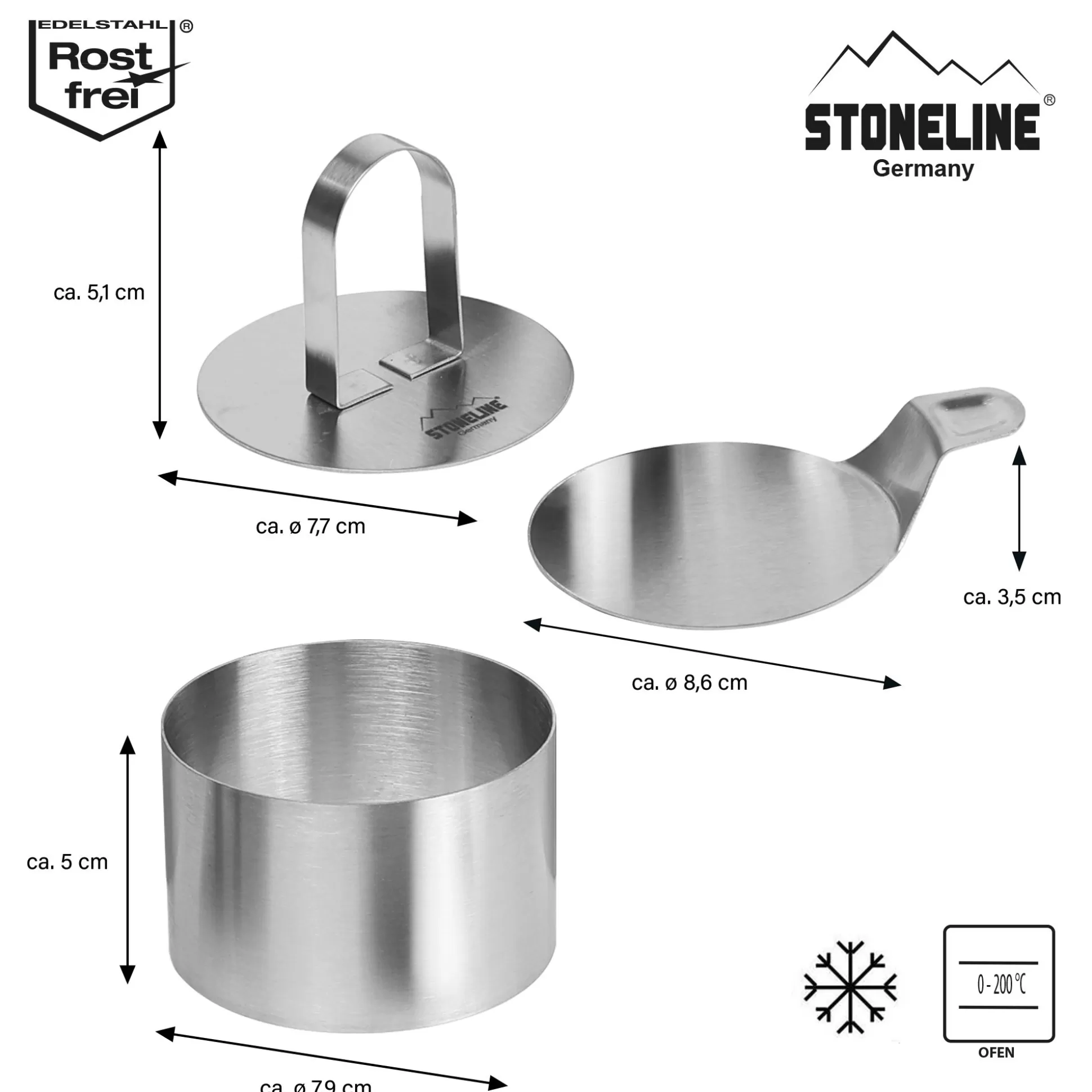 Baking Sets | STONELINE Food Rings Set of 8 Round | Stainless Steel