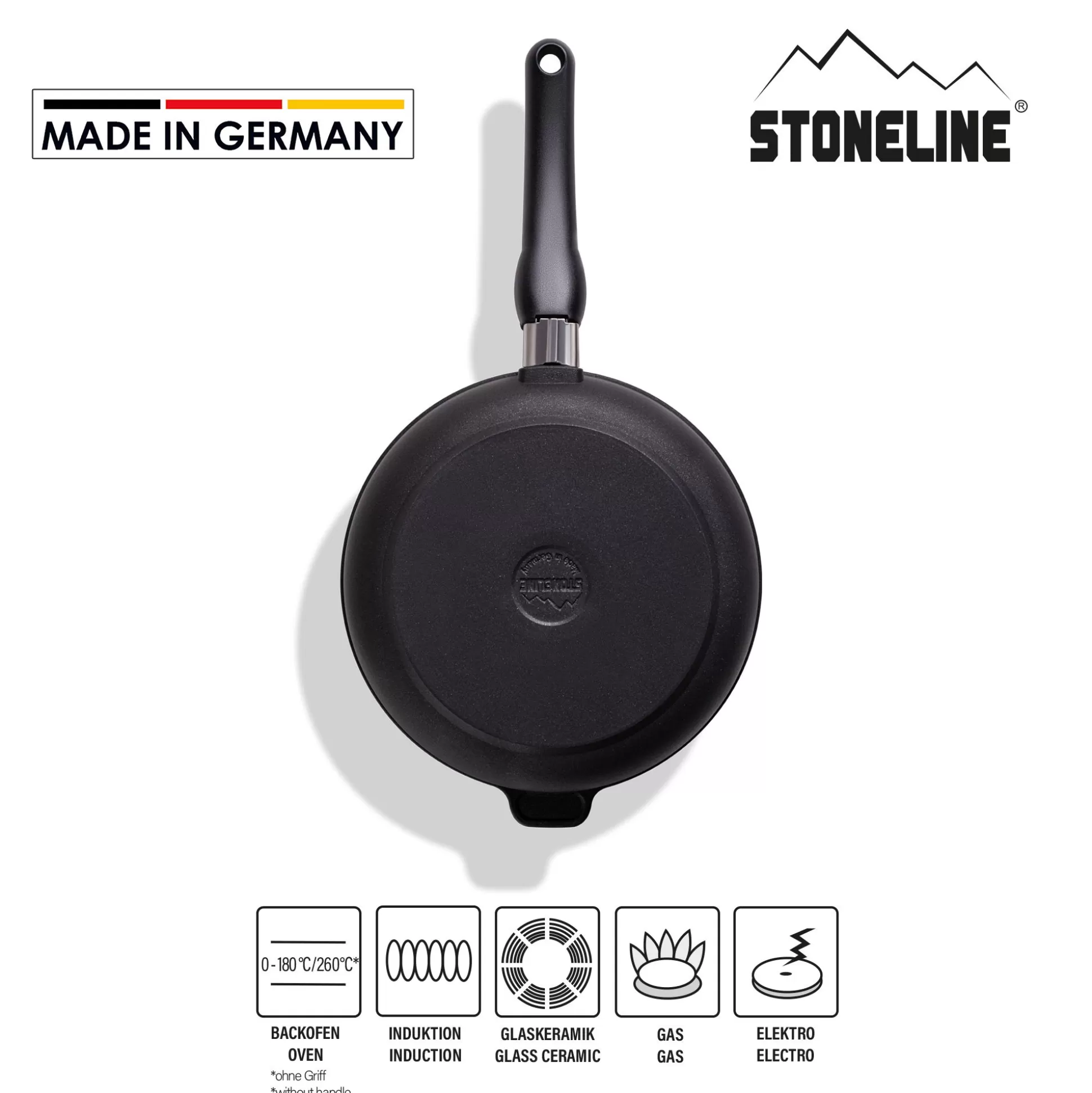 Frying Pans | STONELINE Frying Pan 24 cm Removable Handle | without Lid - Black