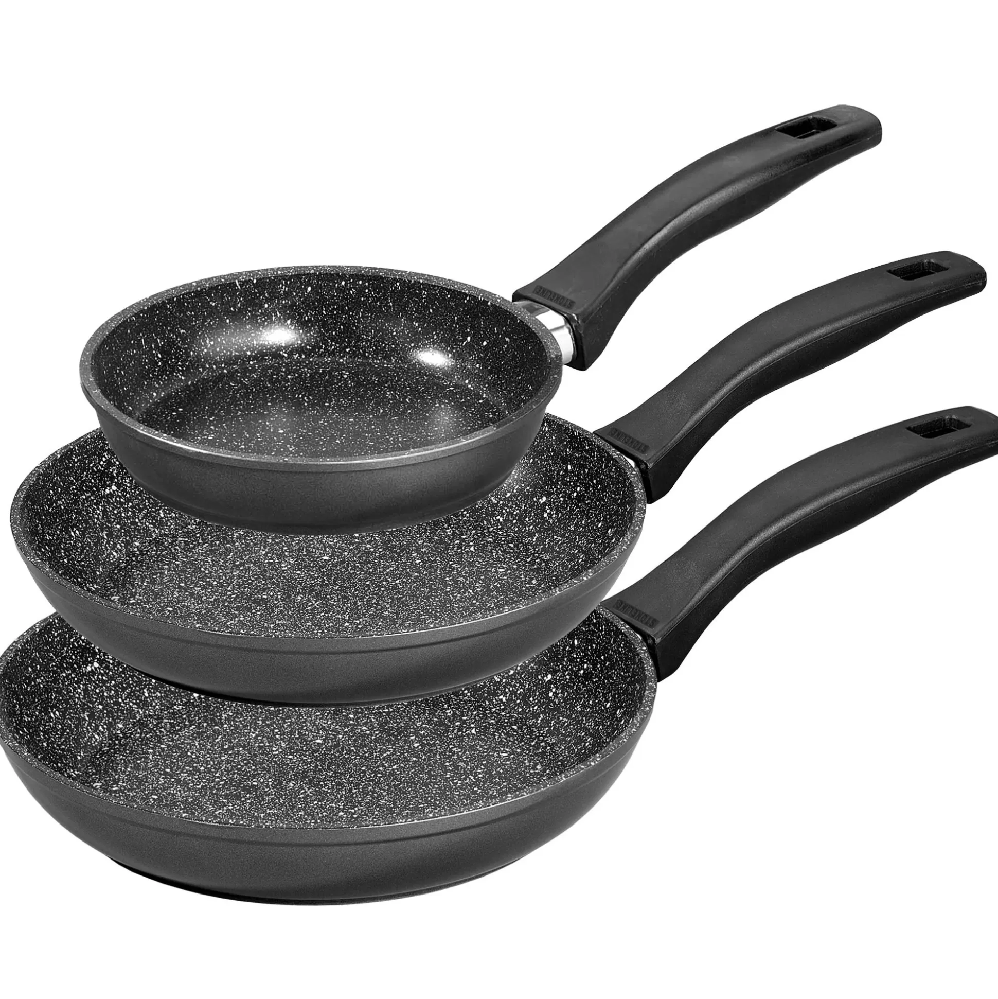 Pan Sets | STONELINE Frying Pan Set of 3 16/20/24 | without Lid - Black