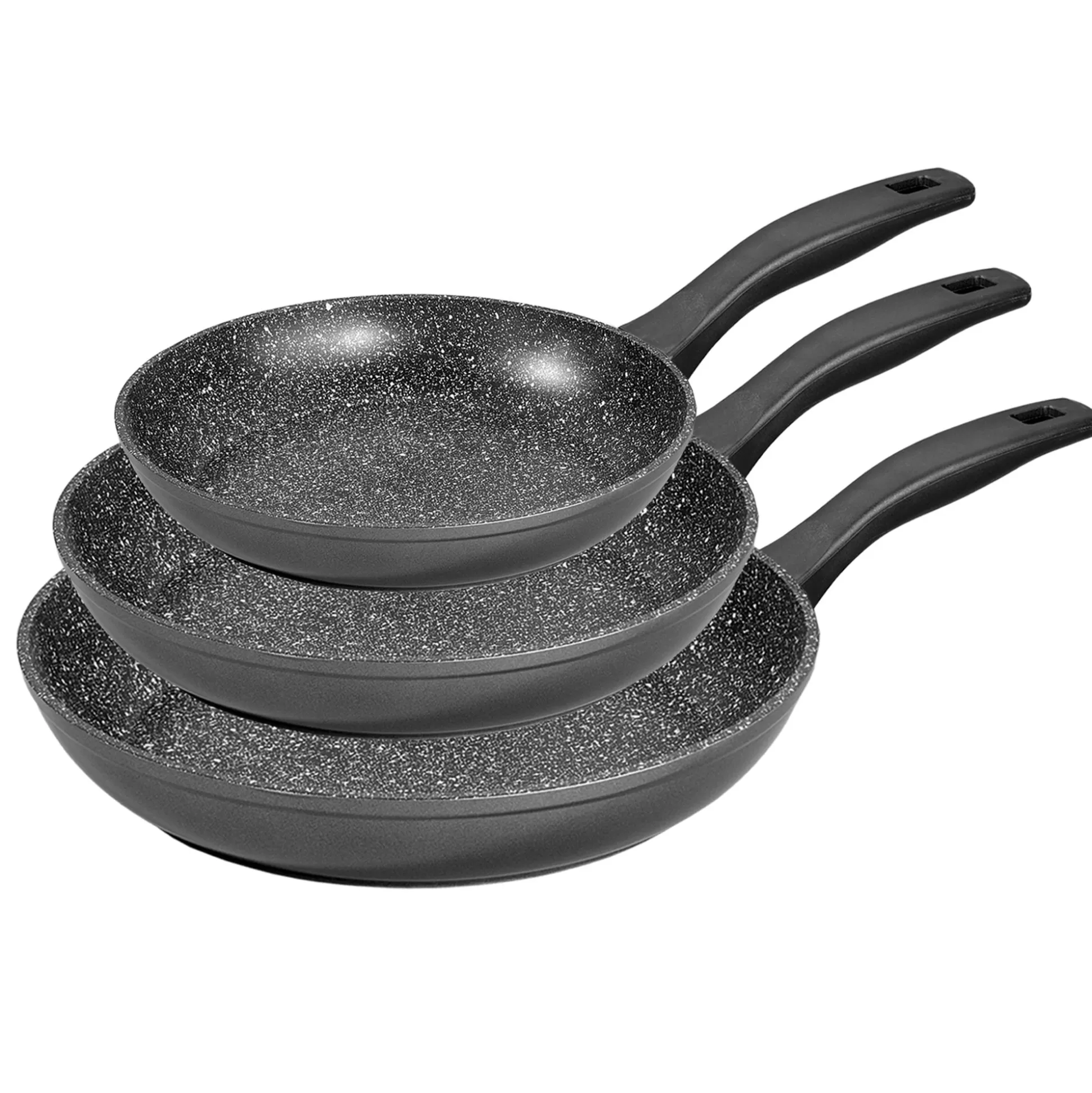 Pan Sets | STONELINE Frying Pan Set of 3 20/24/28 | without Lid - Black