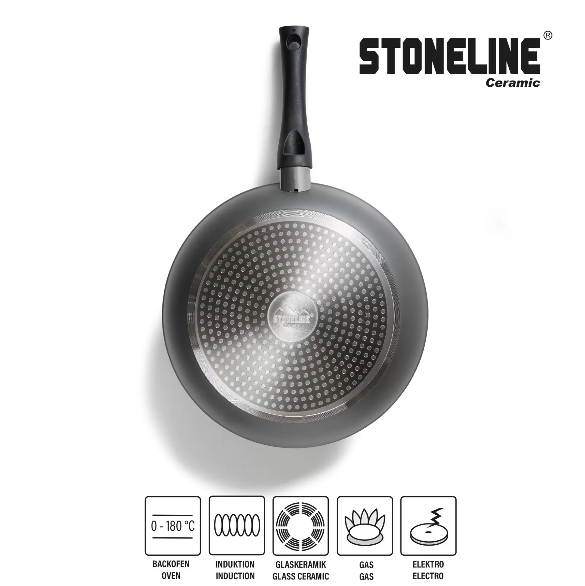 Pan Sets | STONELINE Frying Pan Set of 3 20/24/28 Ceramic Pan | without Lid - Black