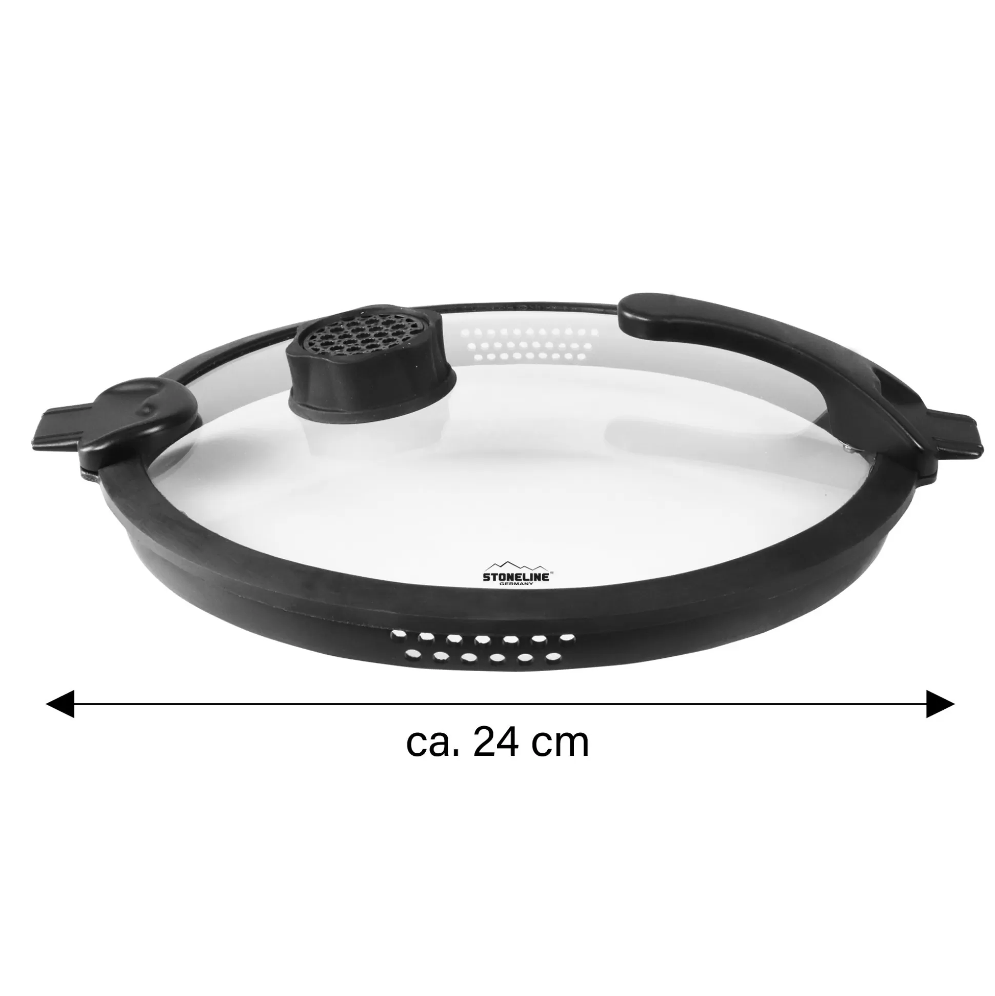 Glass Lids | STONELINE Glass Lid 24 cm with SMELL WELL Function | Black