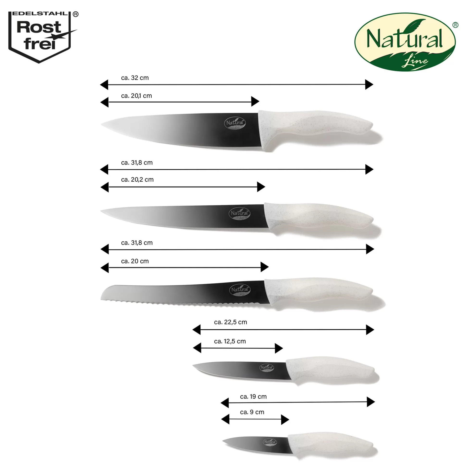 Kitchen Knife Set | STONELINE Knives Set of 5 Stainless Steel Knife with Knife Block | Nature