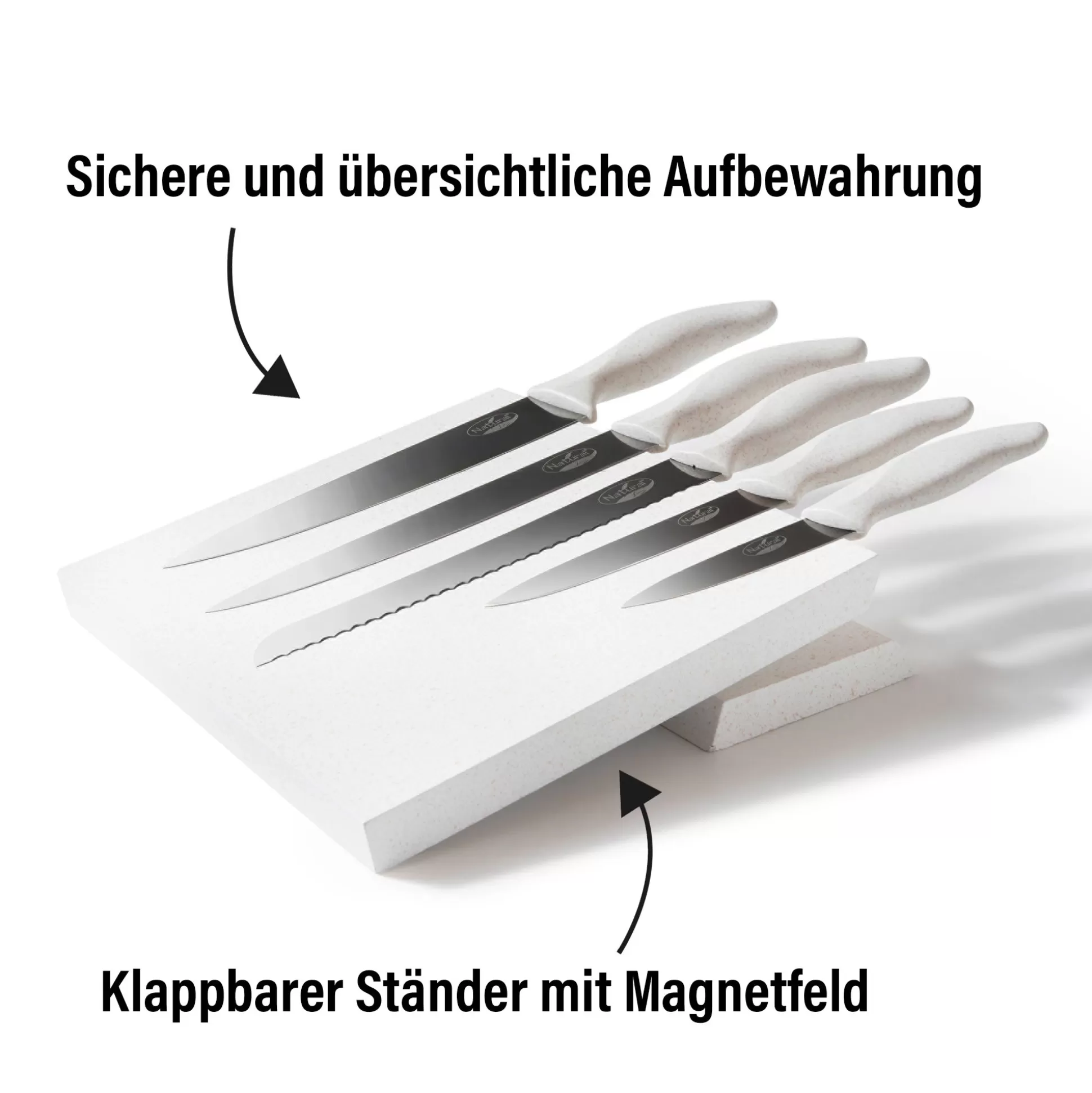 Kitchen Knife Set | STONELINE Knives Set of 5 Stainless Steel Knife with Knife Block | Nature