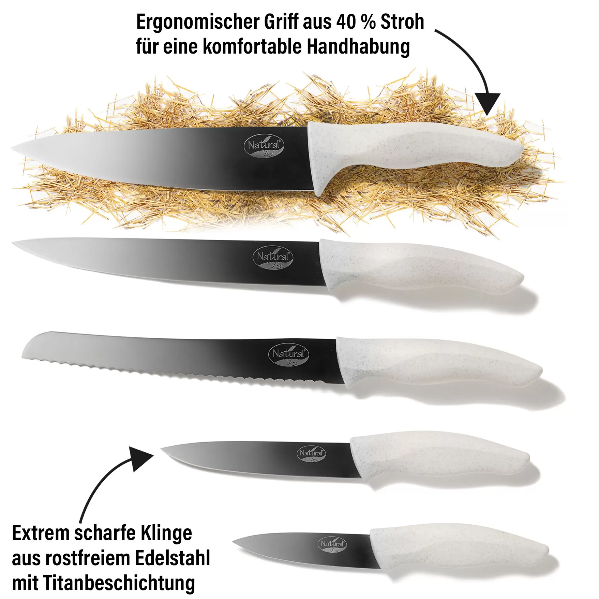 Kitchen Knife Set | STONELINE Knives Set of 5 Stainless Steel Knife with Knife Block | Nature