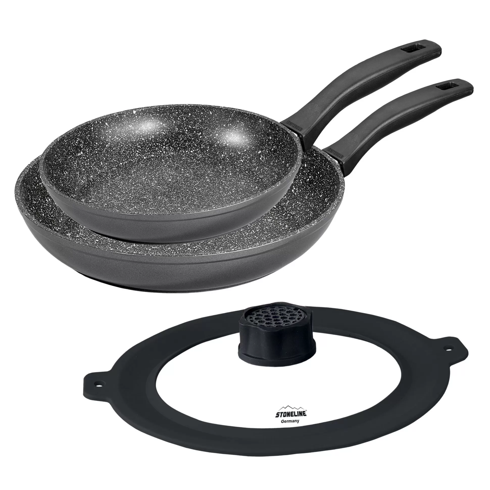 Pan Sets | STONELINE 3-piece pan set 24/28 with lid – black