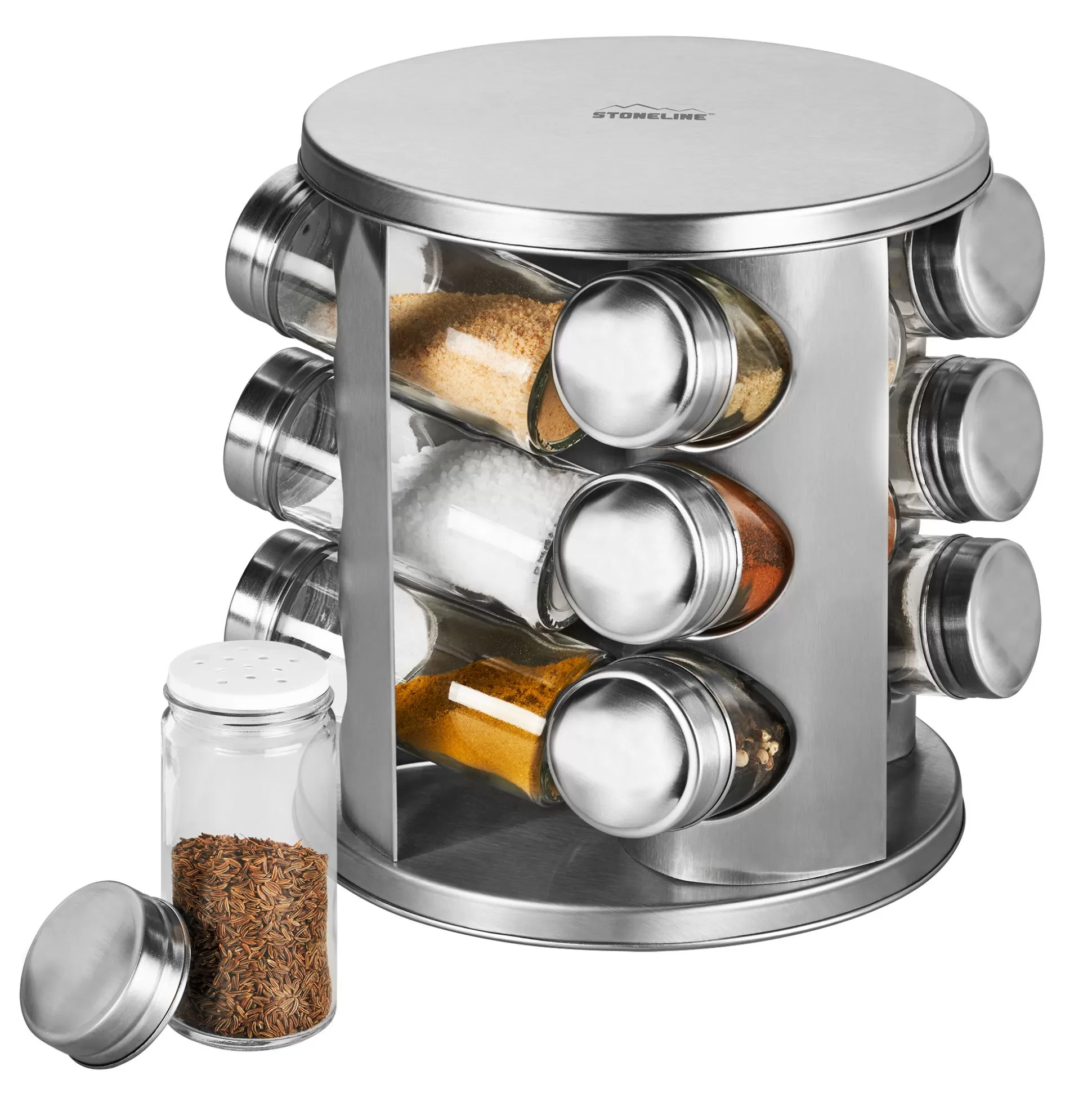 Spice Mills | STONELINE Rotating Spice Rack | Stainless Steel