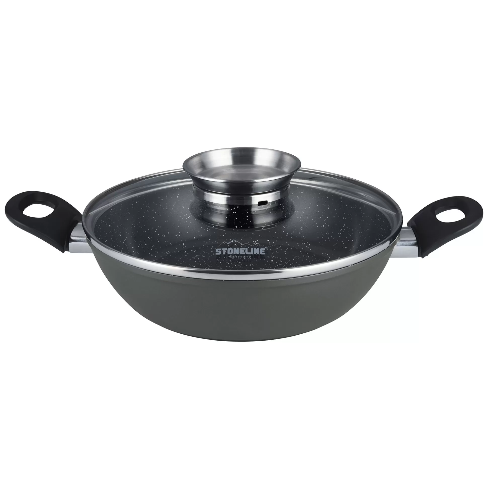 Serving Pans | STONELINE Serving Pan Deep Frying Pan 28 cm Ceramic Pan | with Lid - Black
