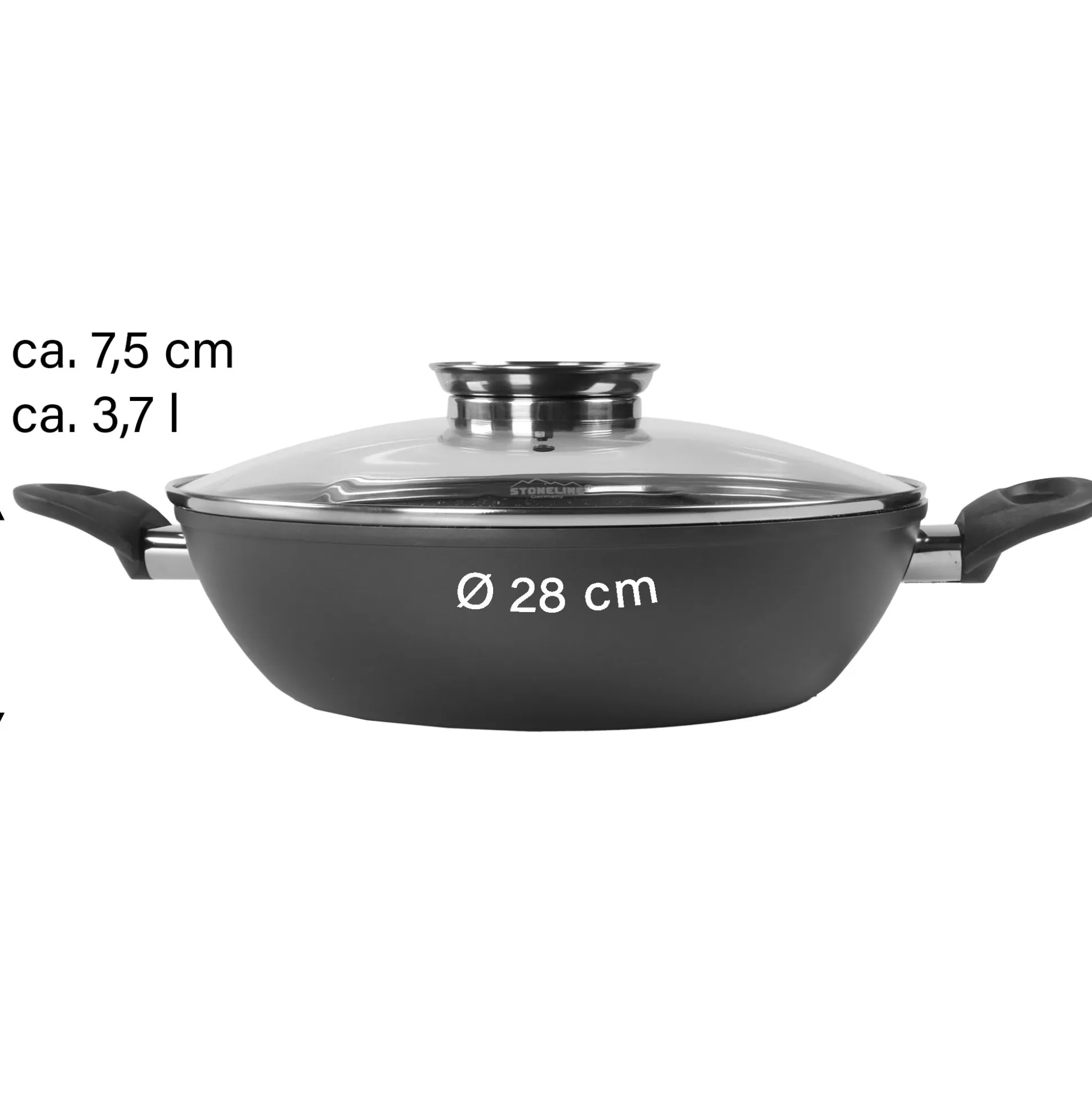 Serving Pans | STONELINE Serving Pan Deep Frying Pan 28 cm Ceramic Pan | with Lid - Black