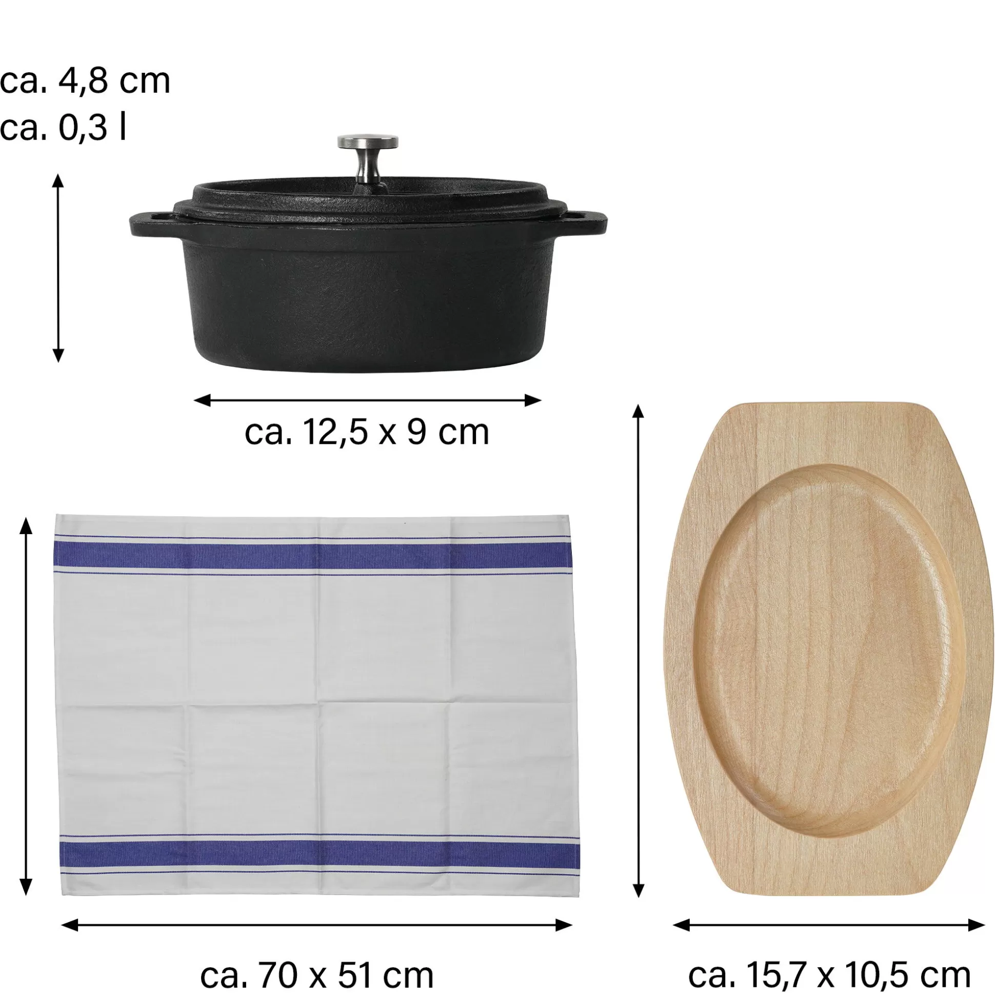 Braising Pots | STONELINE Small Cast Iron Casserole Dish Oval 12x8,5 cm, Enameled Cooking Pot