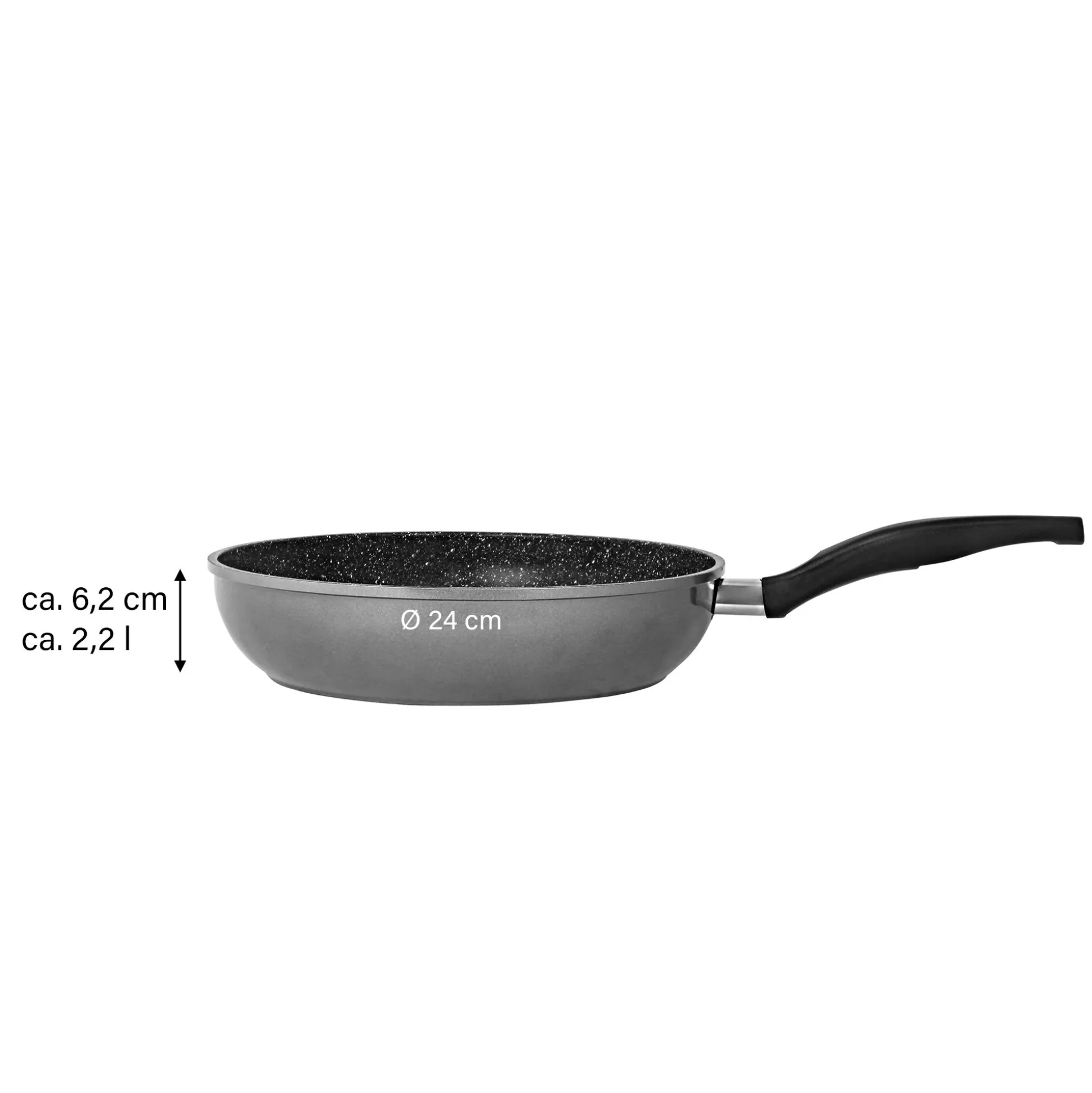 Frying Pans | STONELINE Split Pan 24 cm | with Divider Separator and Lid - Black