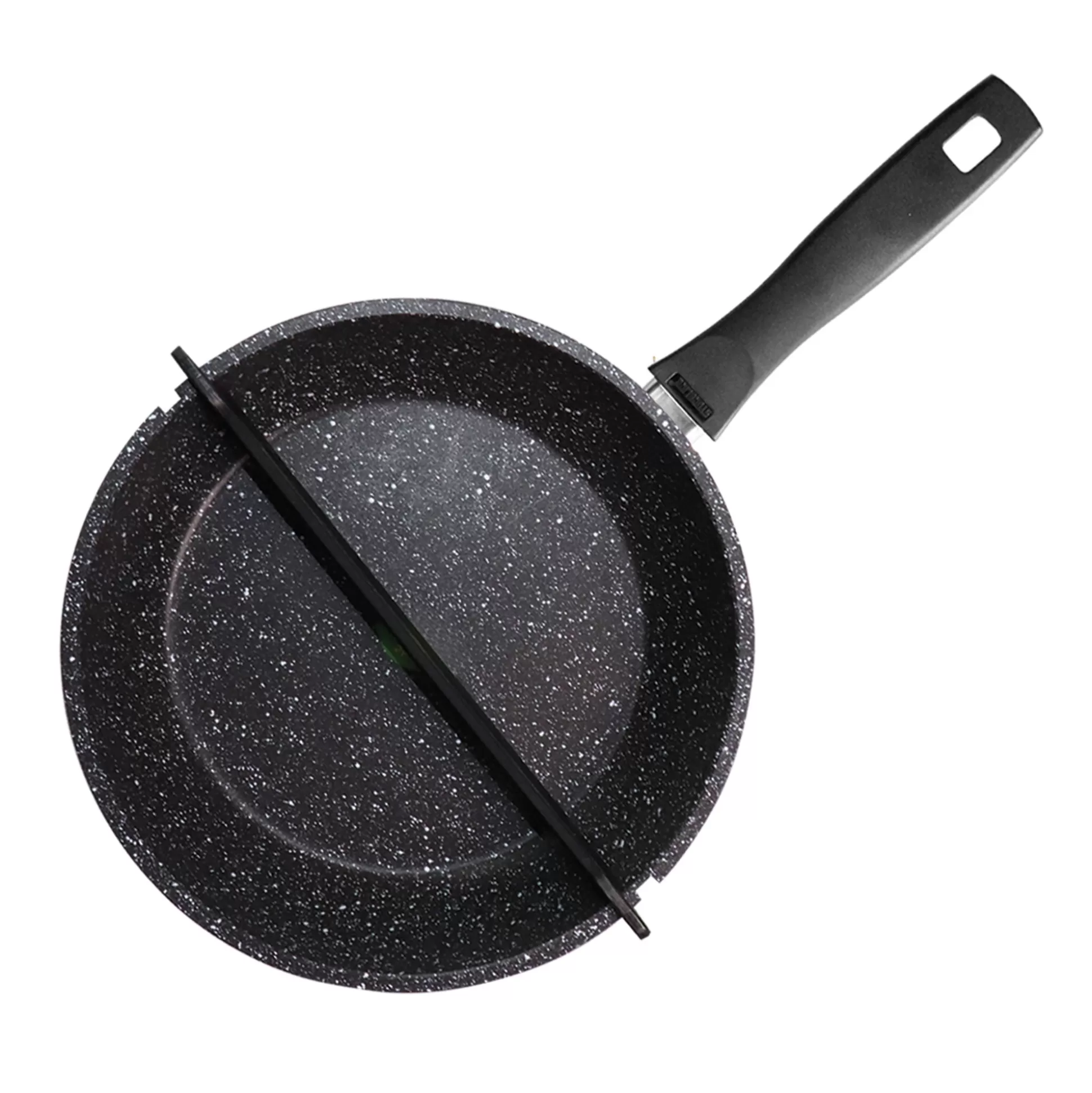 Frying Pans | STONELINE Split Pan 24 cm | with Divider Separator and Lid - Black
