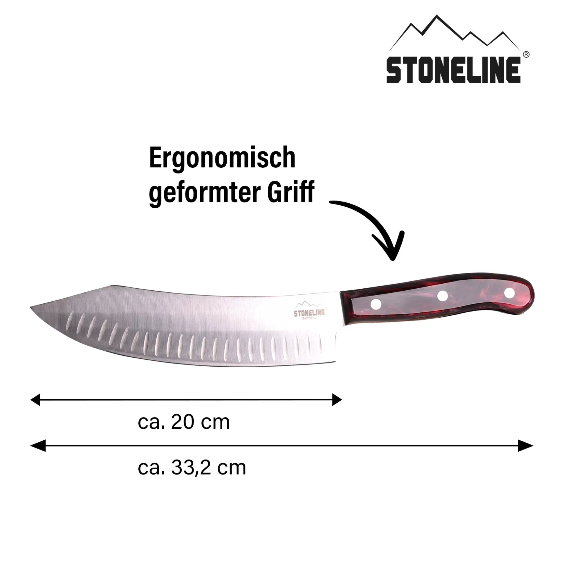 Stainless Steel Knives | STONELINE Stainless Steel Chef's Knife 33 cm Hollow Edge