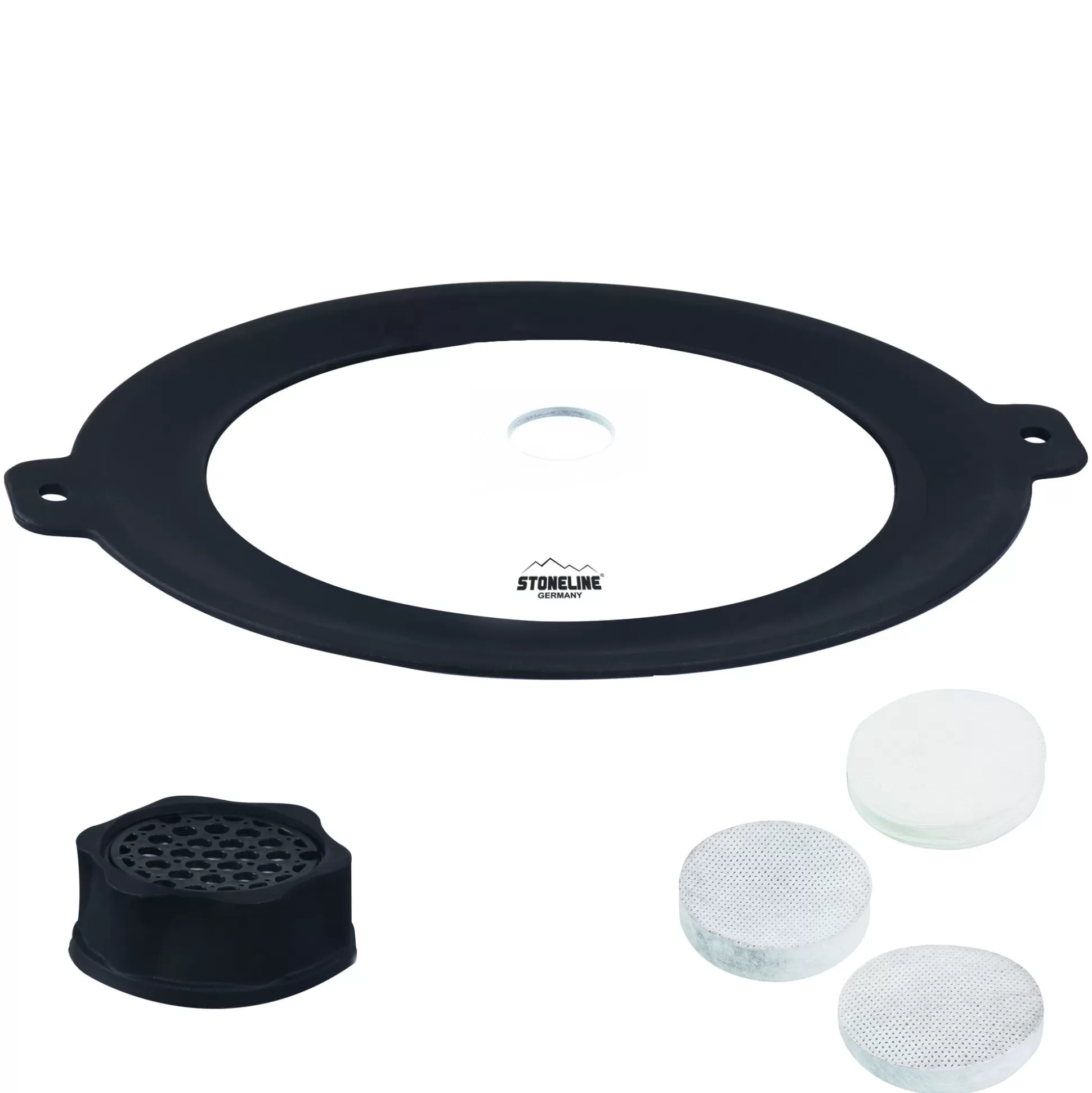 Glass Lids | STONELINE Universal Glass Lid 22/24/26/28 and refill set 32 pieces | with SMELL WELL function, charcoal filter