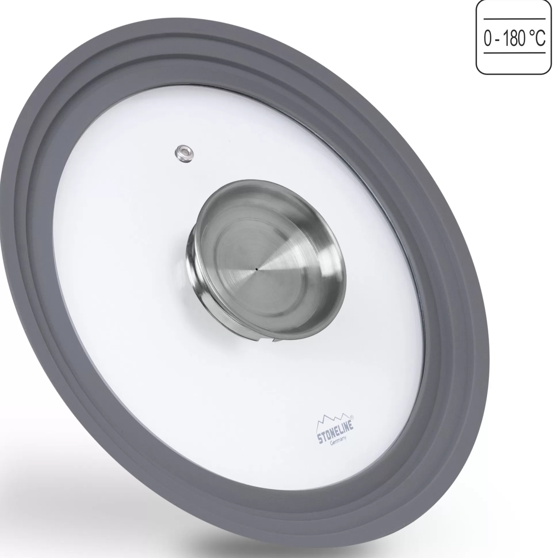 Glass Lids | STONELINE Universal Lid for Pots Pans Skillets 24/26/28 Aroma Function, Aroma Lid | Grey