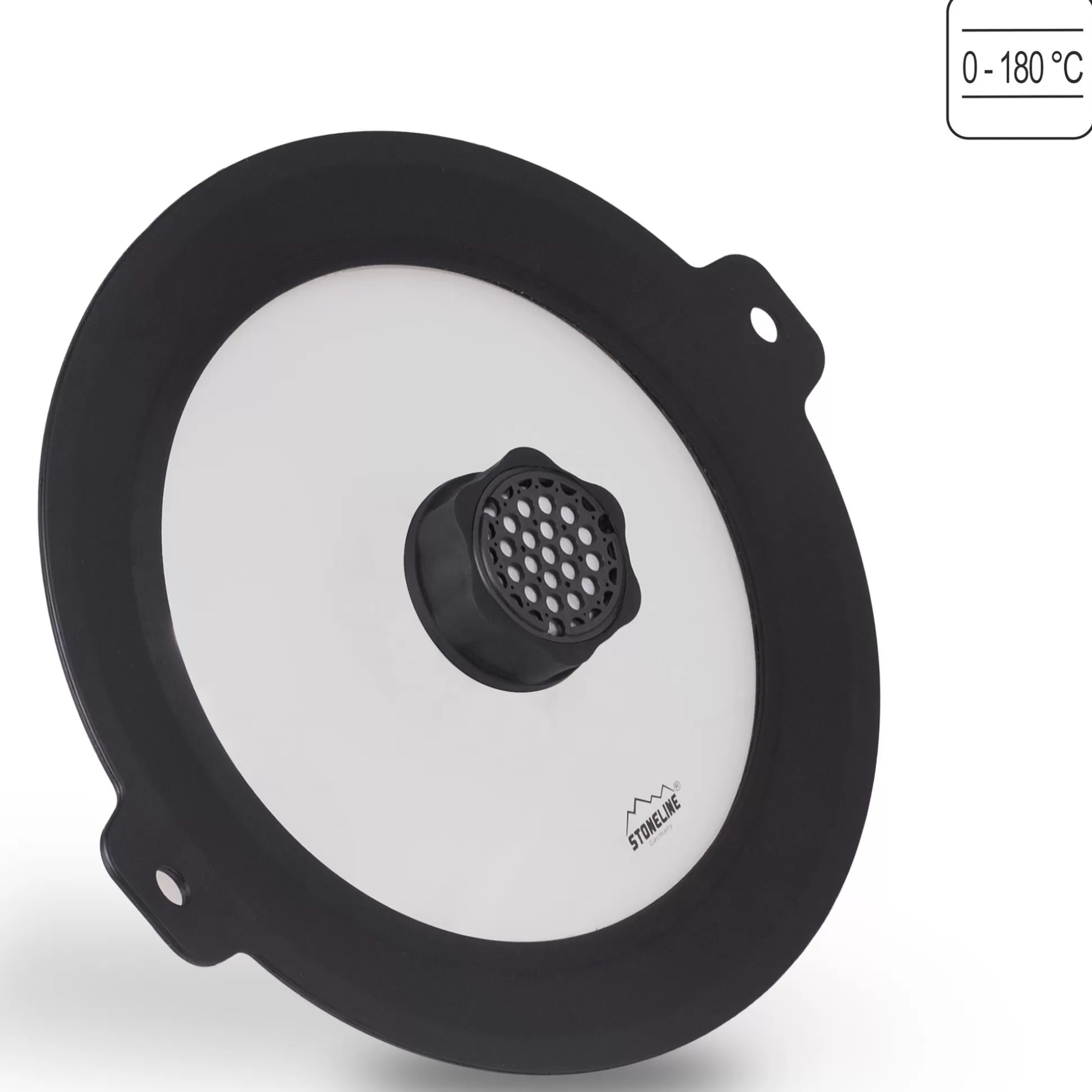 Glass Lids | STONELINE Universal Lid for Pots Pans Skillets 22/24/26/28 with SMELL WELL Function | Black