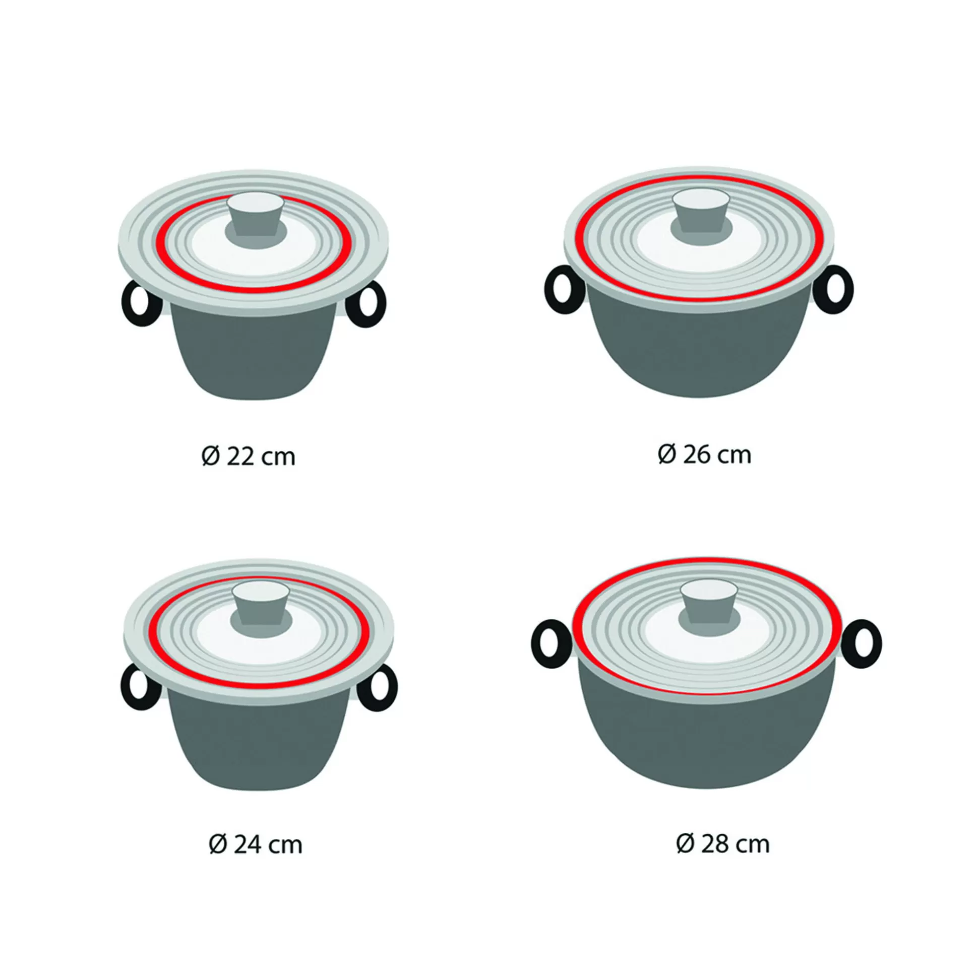 Glass Lids | STONELINE Universal Lid for Pots Pans Skillets 22/24/26/28 with SMELL WELL Function | Black